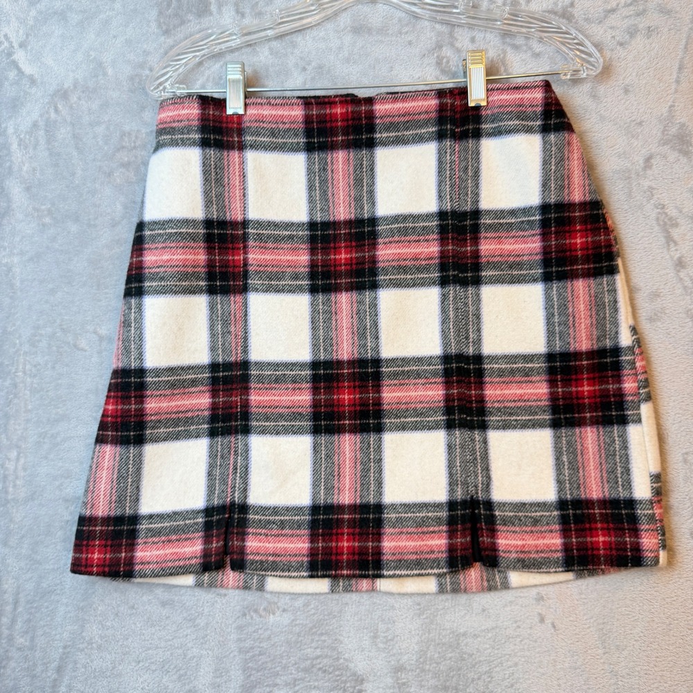 Hollister Plaid Mini Skirt Womens Medium Ultra High-Rise Wool Blend School Girl